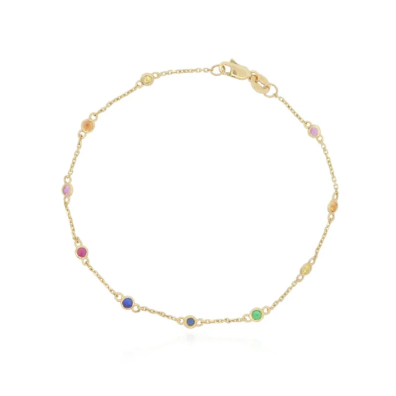 Rainbow Gemstone Station Bracelet