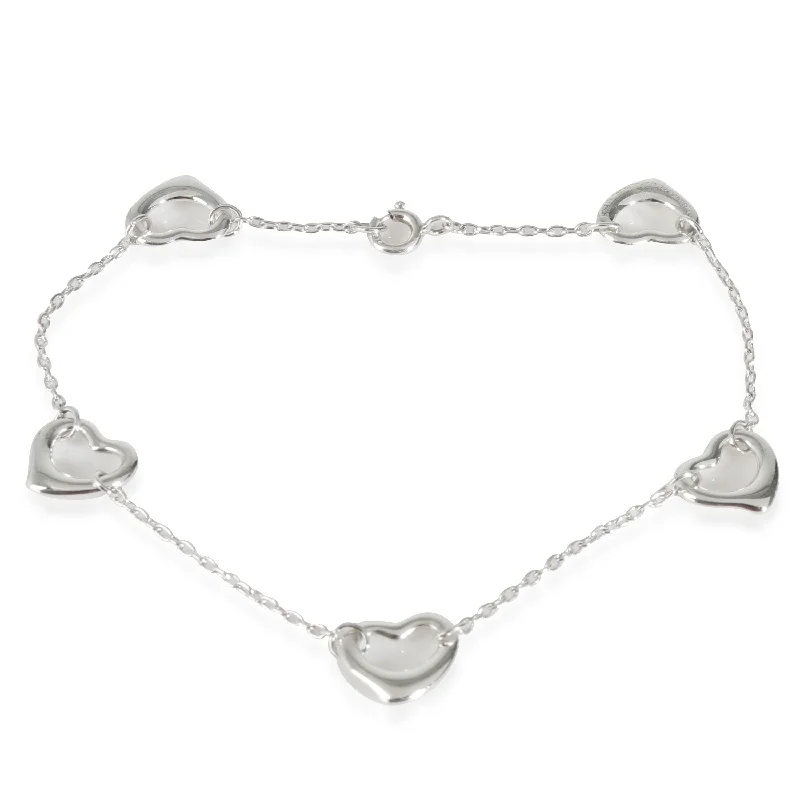 Tiffany & Co. Elsa Peretti Open Heart 5 Station Bracelet in Sterling Silver