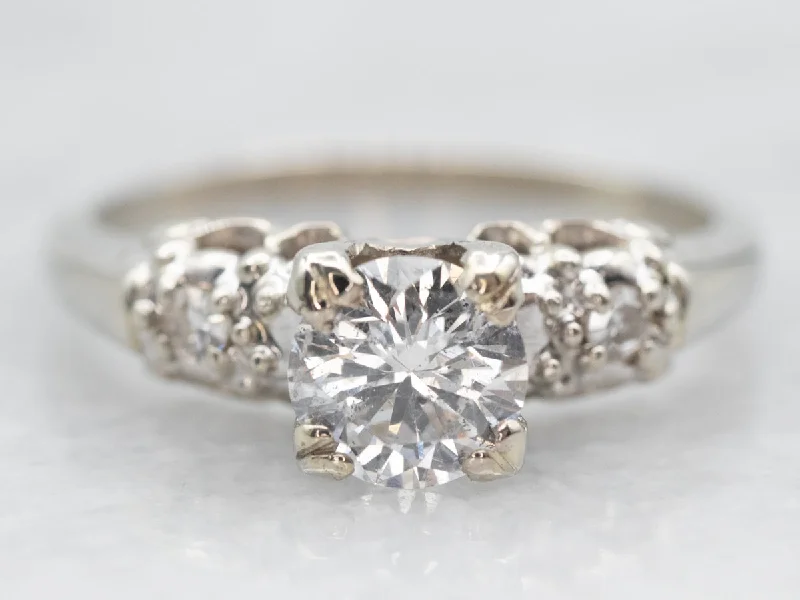 custom-made engagement rings for women -White Gold Diamond Engagement Ring With Diamond Accents