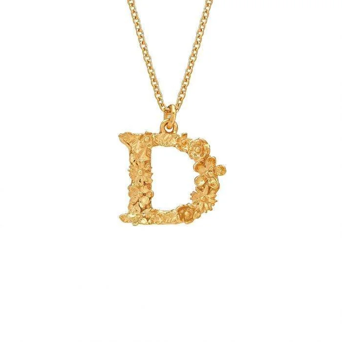 custom necklaces for women -Alex Monroe Floral Letter D Necklace