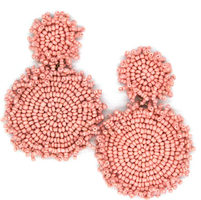 Kira Beaded Statement Earrings- Pink