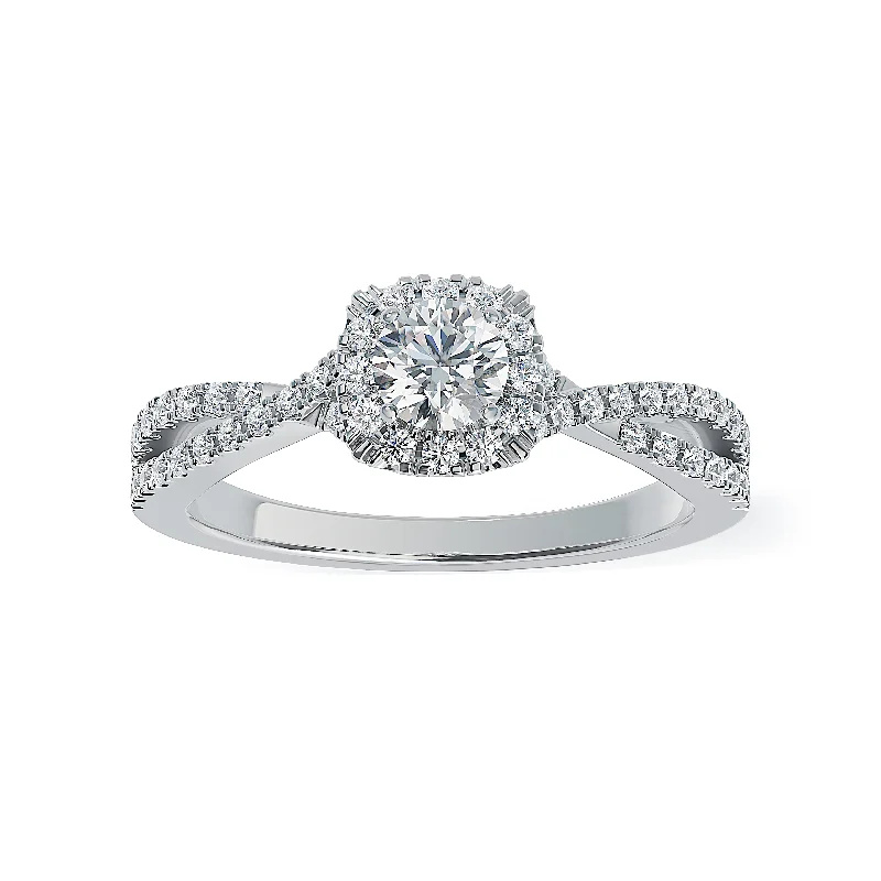 women’s stacked engagement rings -Lab Grown Diamond Halo Engagement Ring