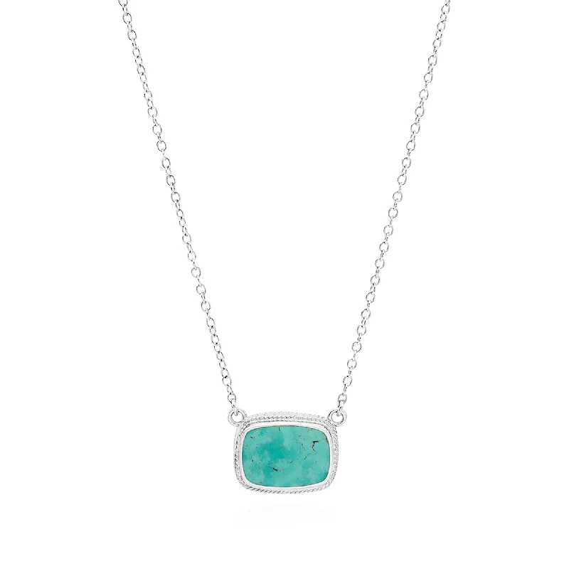 bohemian necklaces for women -Anna Beck Silver Medium Turquoise Cushion Pendant Necklace