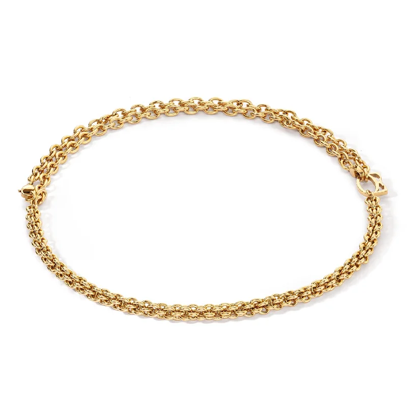 trendy necklaces for women -Coeur De Lion Gold Mesh Chain Necklace