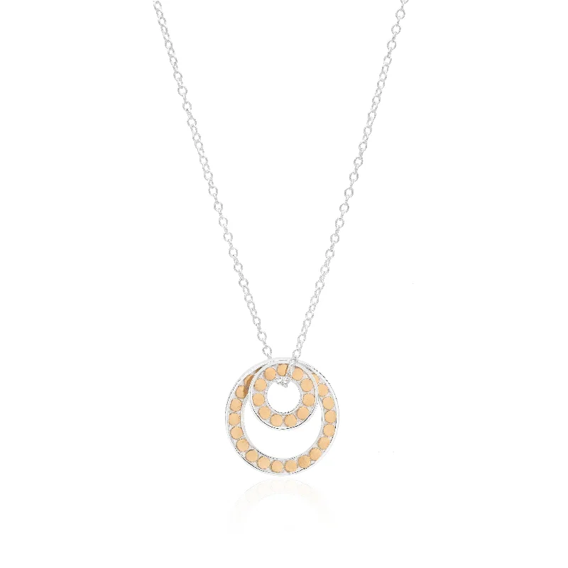 vintage necklaces for women -Anna Beck 18ct Gold Vermeil and Silver Classic Double Floating O Necklace