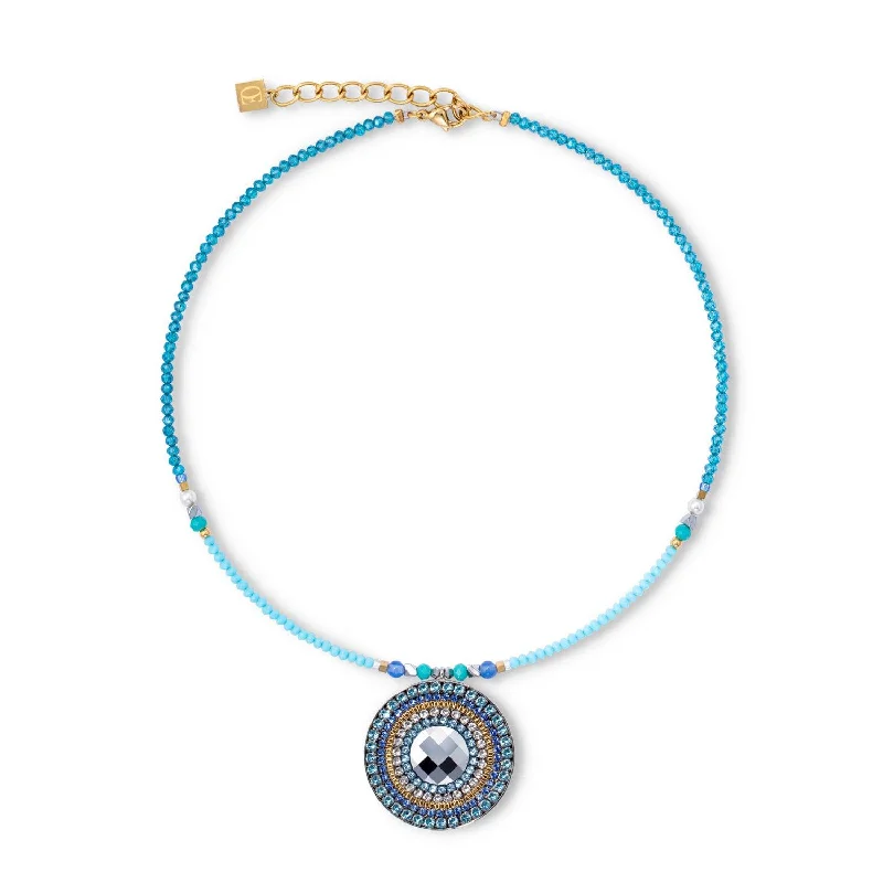 sparkling crystal necklaces for women -Coeur De Lion Ocean Vibes Turquoise Amulet Necklace