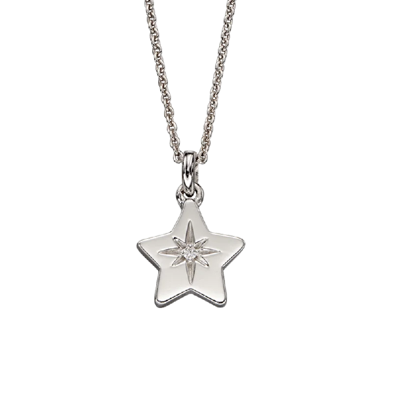 luxury gold necklaces for women -Little Star Sterling Silver Lyra Diamond Star Pendant Necklace