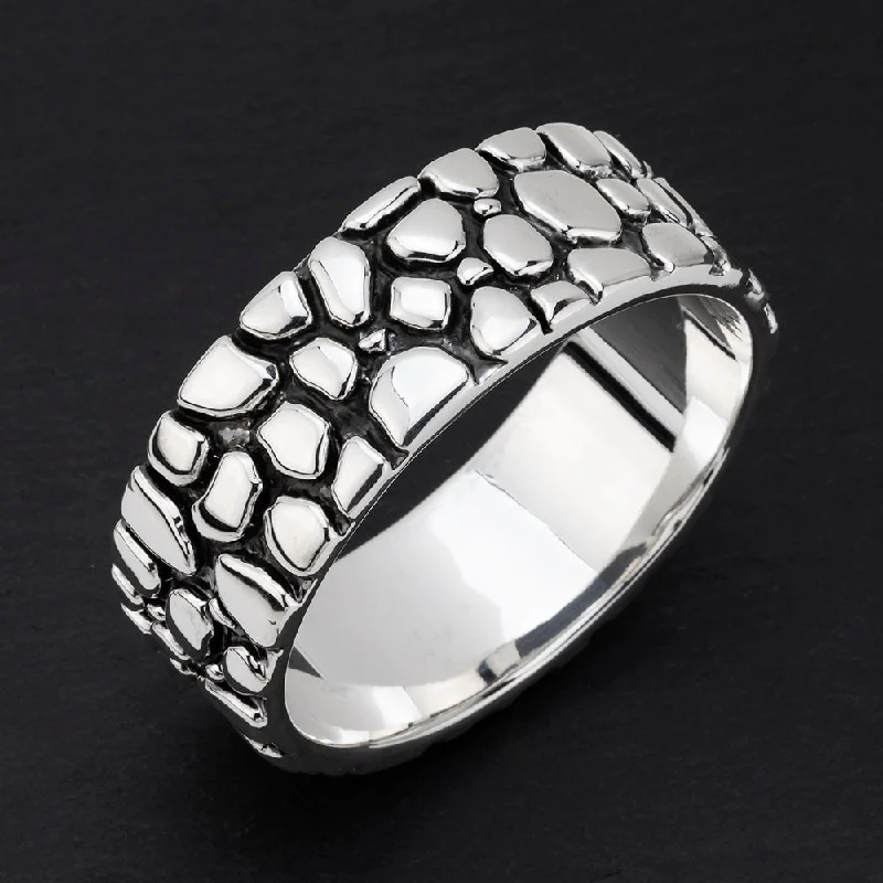 Chunky Silver Cobblestone Bangle