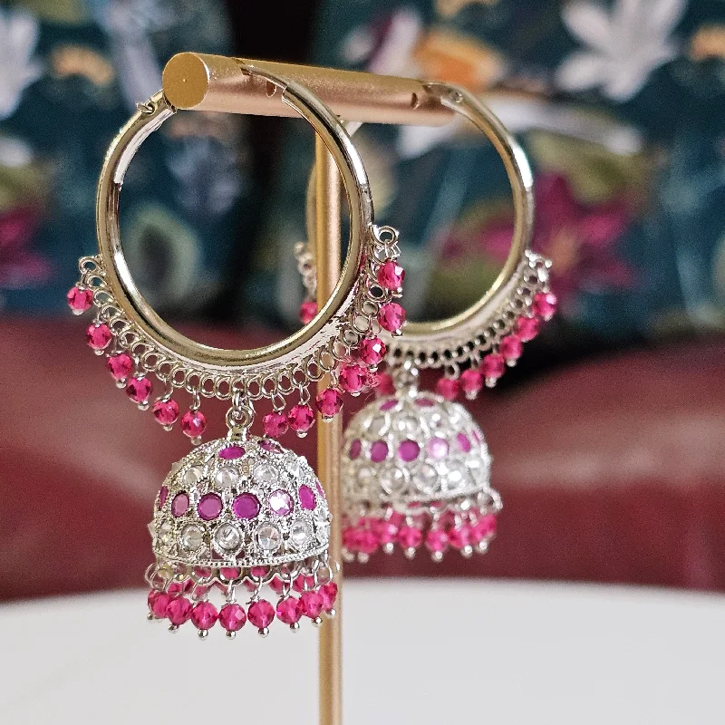 Saloni Silver Polki Jhumki Bali Earrings