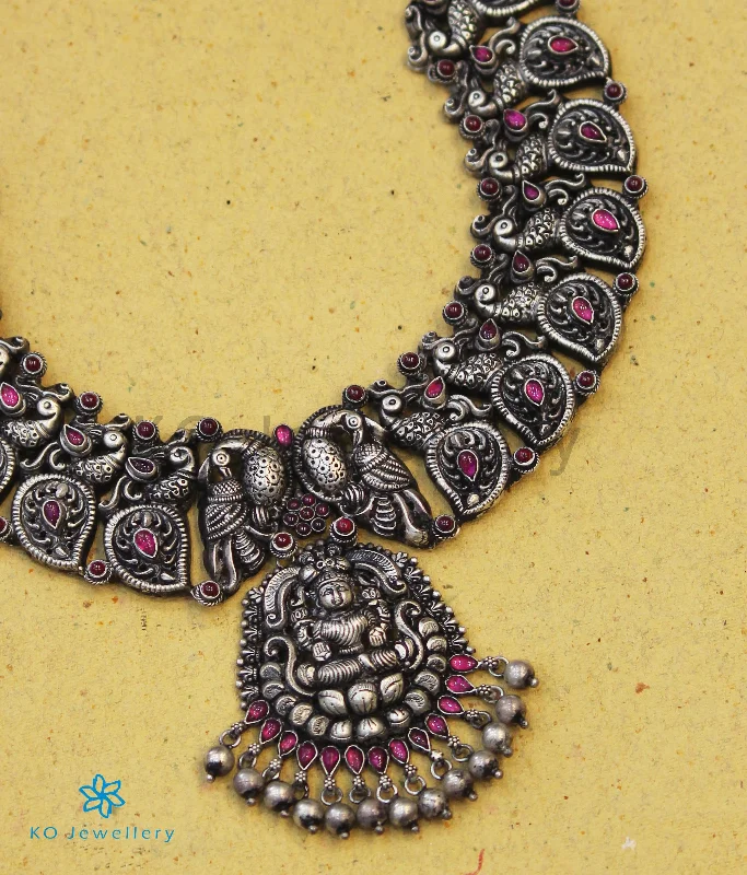 charm pendant necklaces for women -The Padma Antique Silver Lakshmi Necklace