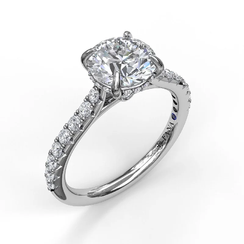 affordable engagement rings -14 Karat White Gold Fana 2/5 Carat Hidden Halo Diamond Engagement Ring Setting