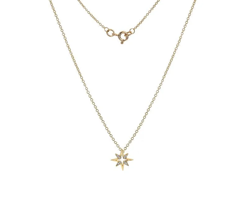 personalized engraved necklaces for women -9ct Yellow Gold Cubic Zirconia Starburst Necklace