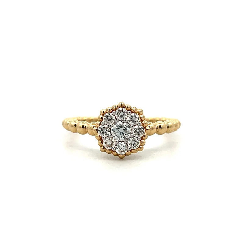 14K Yellow Gold 0.44ctw Diamond Star Cluster Ring