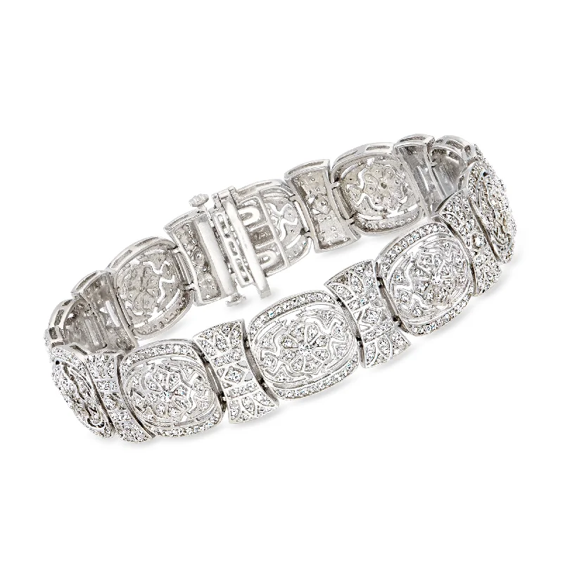 Ross-Simons Diamond Vintage-Style Bracelet in Sterling Silver