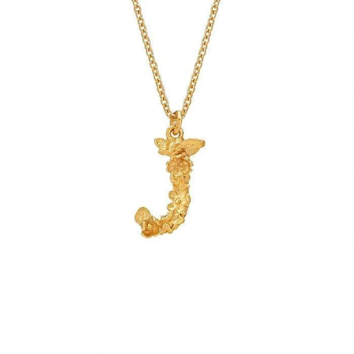 gold necklaces for women -Alex Monroe Floral Letter J Necklace