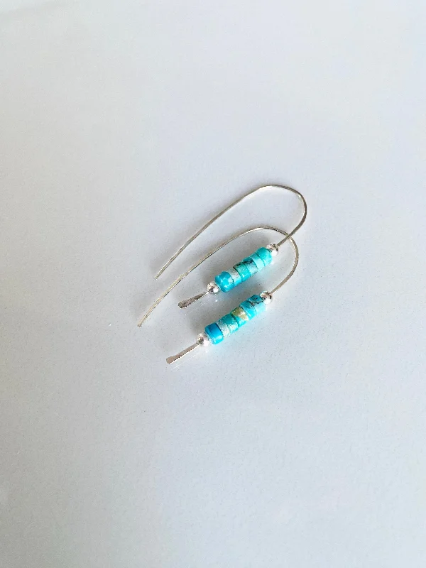 Turquoise Cane Hook Earrings