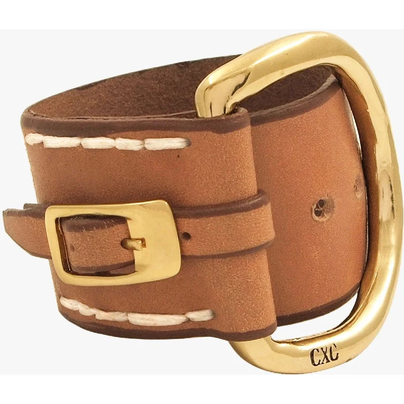 CXC Circle Wide  Leather Buckle Bracelet-Silver/Gold