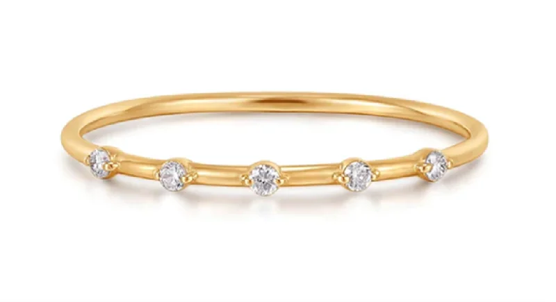 14K Yellow Gold 0.07ctw Round Diamond Station Ring by Aurelie Gi