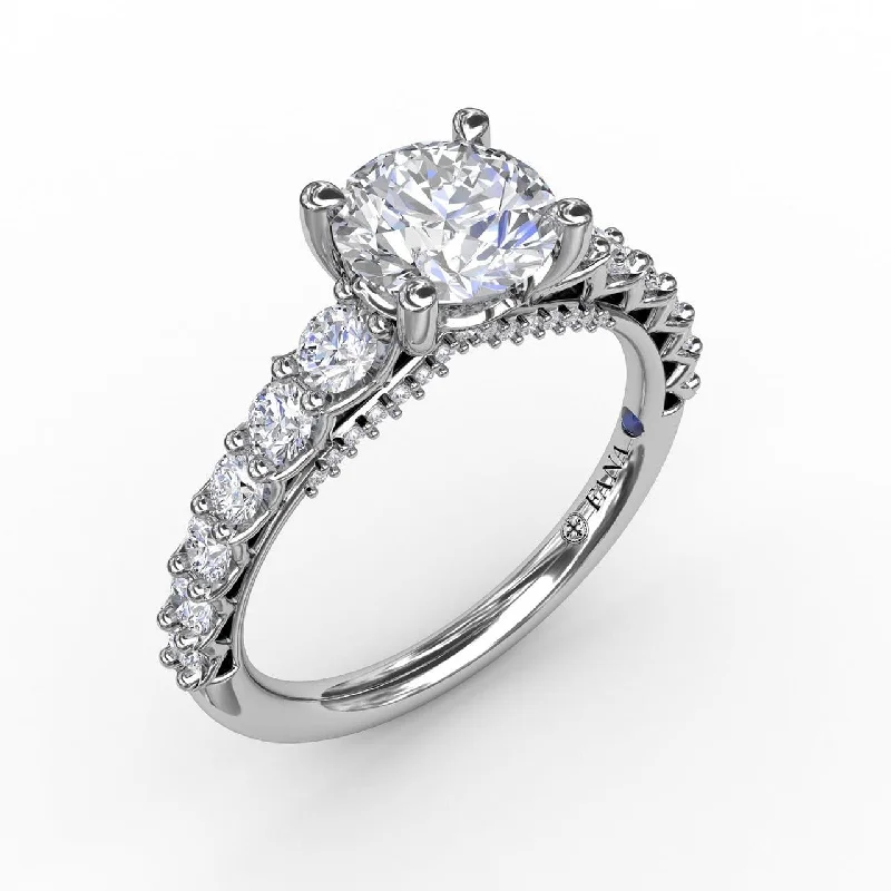 vintage style engagement rings -Contemporary Diamond Solitaire Engagement Ring With Openwork Diamond Band