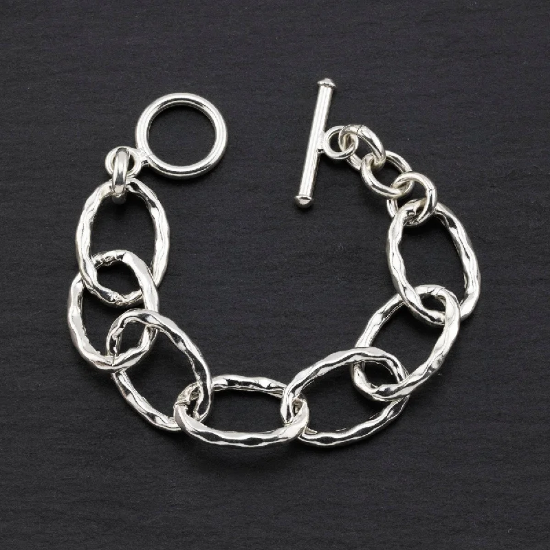 Chunky Textured Sterling Silver Link Bracelet