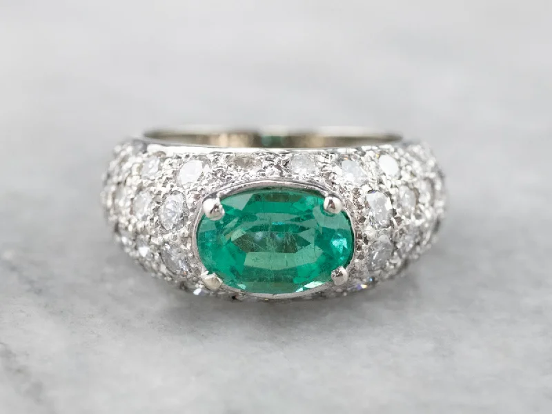 radiant cut engagement rings -Modern Gold Emerald and Diamond Engagement Ring