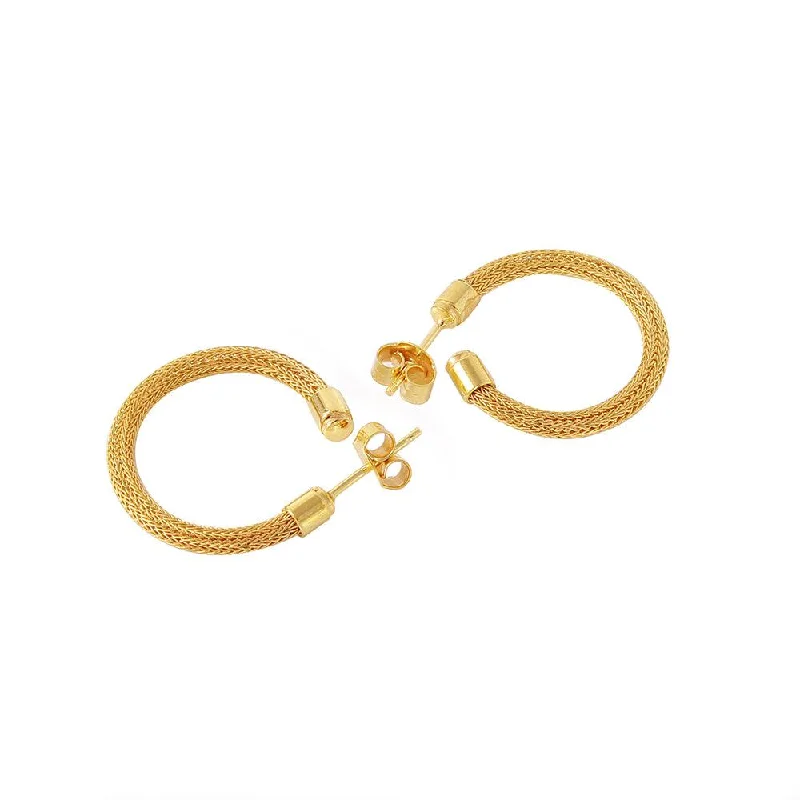 Clearance-Silver 925 Gold Plated Thin Hoop Earrings - ITE00062GP