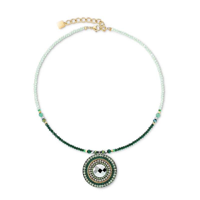 layered chain necklaces for women -Coeur De Lion Amulet Gold and Green Necklace