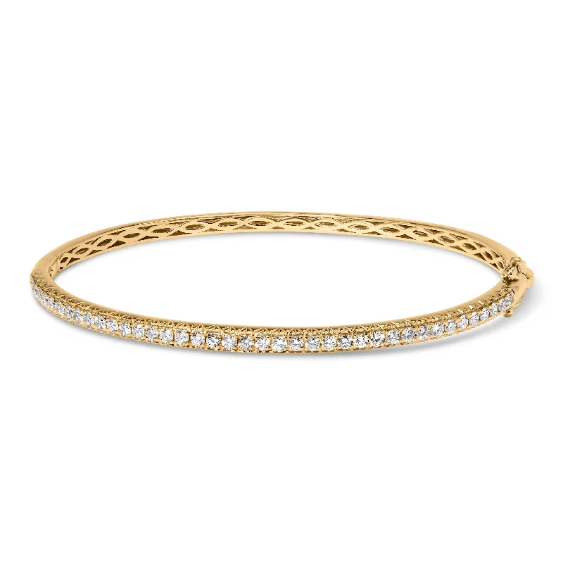 14K Gold 1.00 Cttw Half Eternity Diamond Bangle Bracelet