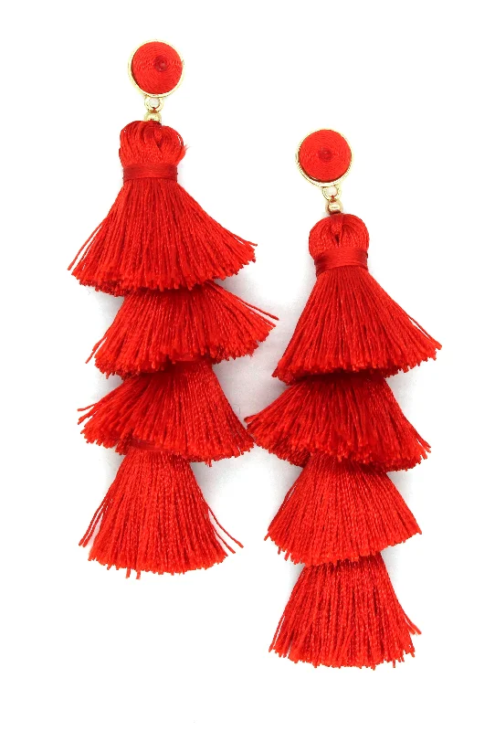 Chelsea Tassel Earrings- Red