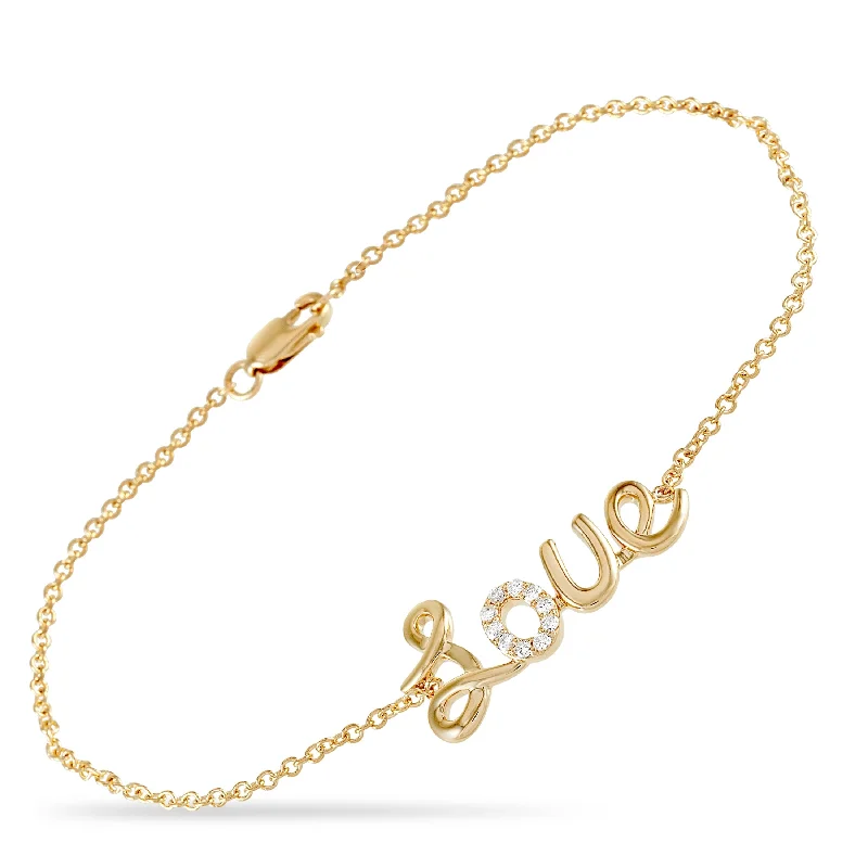 LB Exclusive 14K Yellow Gold 0.10ct Diamond Love Bracelet