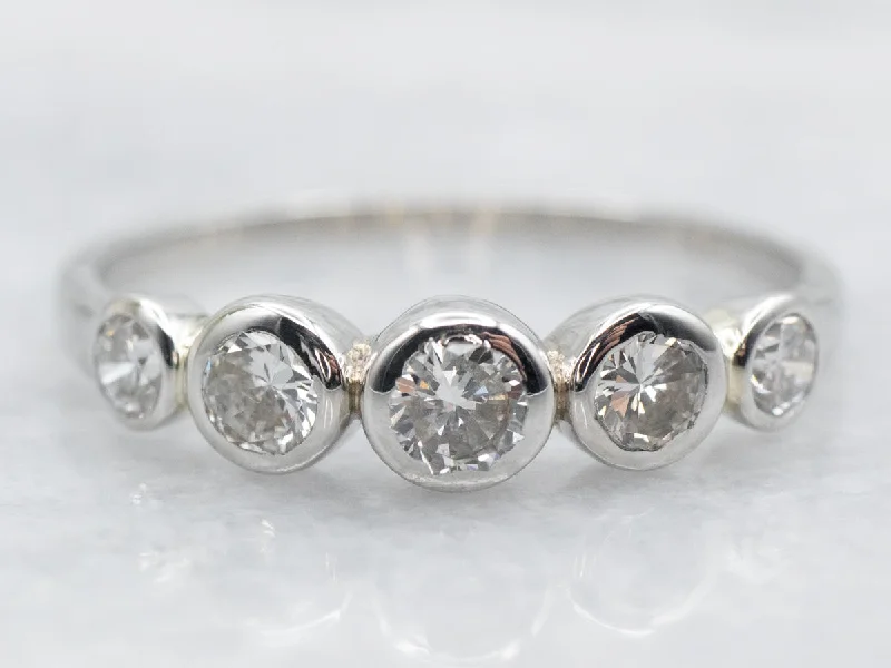 vintage diamond engagement rings -Platinum Bezel Set Diamond Engagement Ring