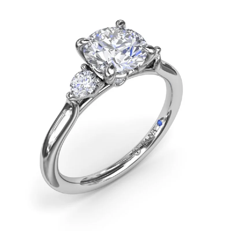 heart-shaped engagement rings -Fana Brilliant Cut Three Stone Diamond Engagement Ring Setting in 14 Karat White Gold