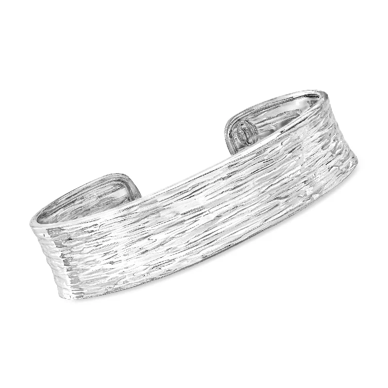 Ross-Simons Italian Sterling Silver Textured and Polished Cuff Bracelet