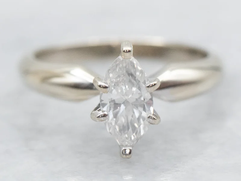 customized engagement rings -Marquise Cut Diamond Solitaire Engagement Ring