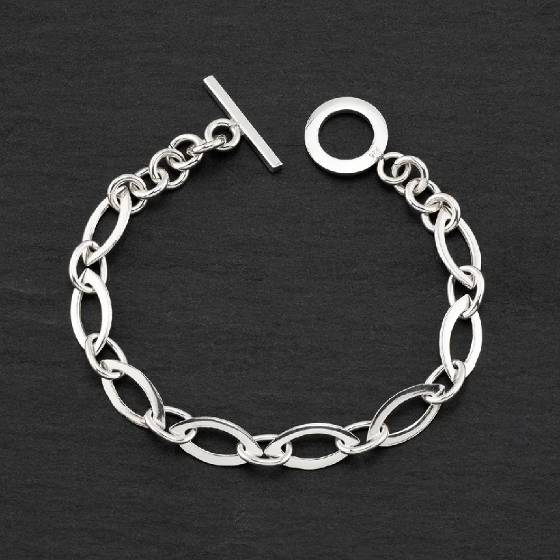 Sterling Silver Marquise Link Bracelet