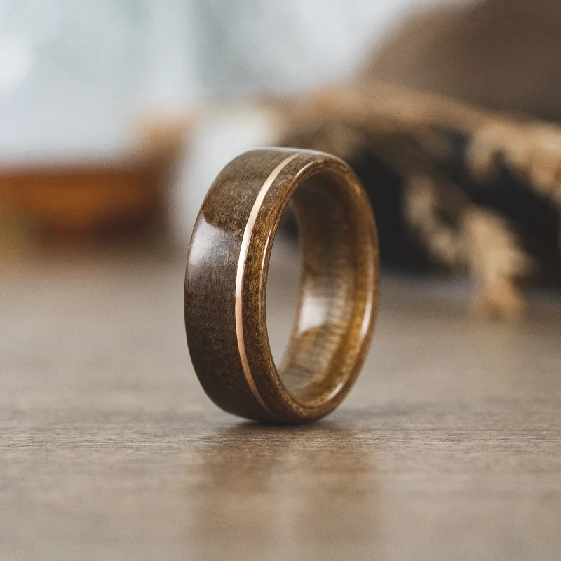 (In-Stock) Louisiana Bogwood Ring & Offset Bronze - Size 10.5 | 8mm Wide