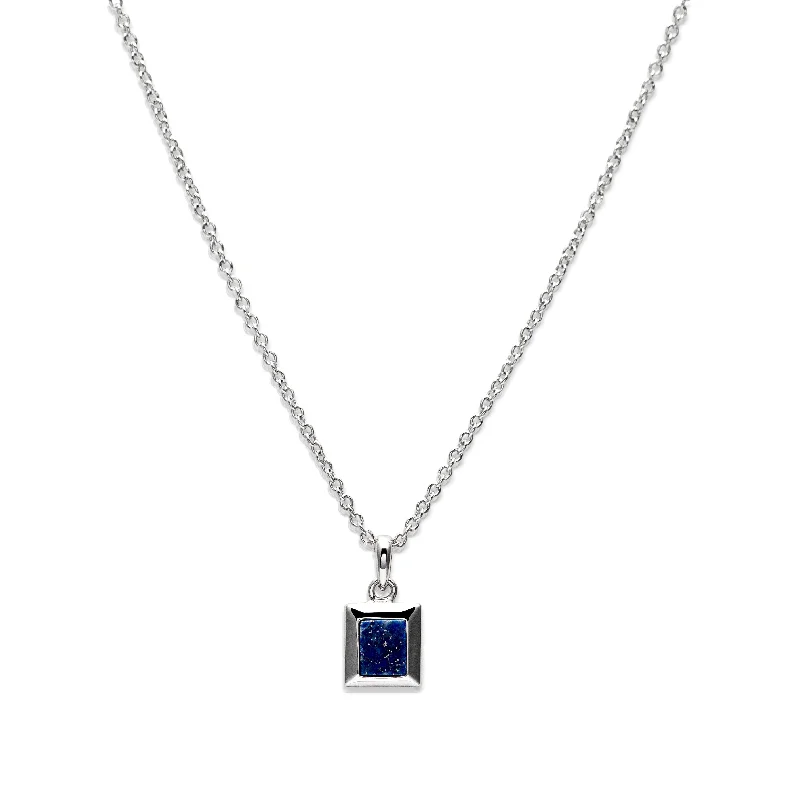 gemstone pendant necklaces for women -Unique & Co Square Lapis Pendant