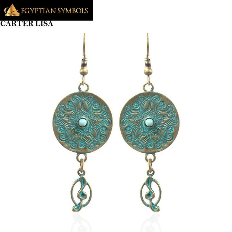 Egyptian Geometric Round Earrings