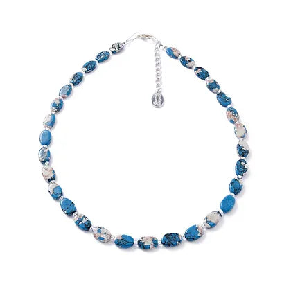 adjustable necklaces for women -Carrie Elspeth Cobalt Marbled Ceramic Ovals Full Necklace