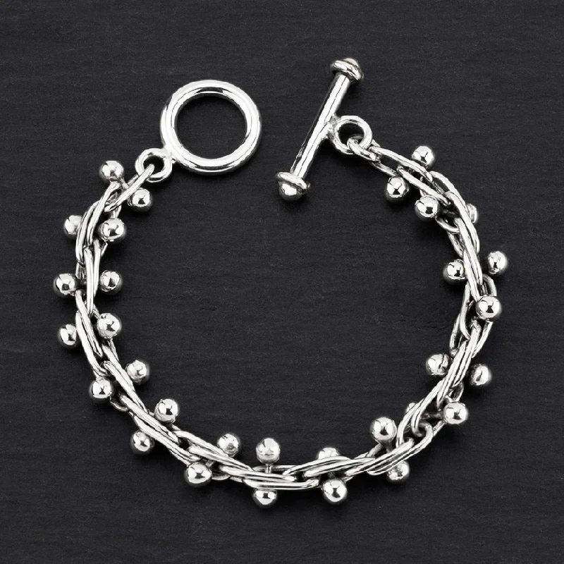 Chunky Mexican Silver Peppercorn Link Bracelet