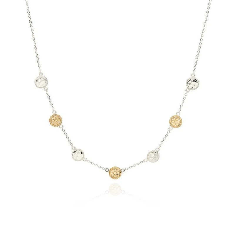 classic necklaces for women -Anna Beck Hammered Station Necklace - Reversible Gold and Silver