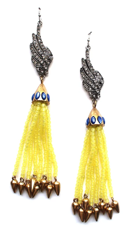 Citrus Fringe & Embellished Wings Earrings