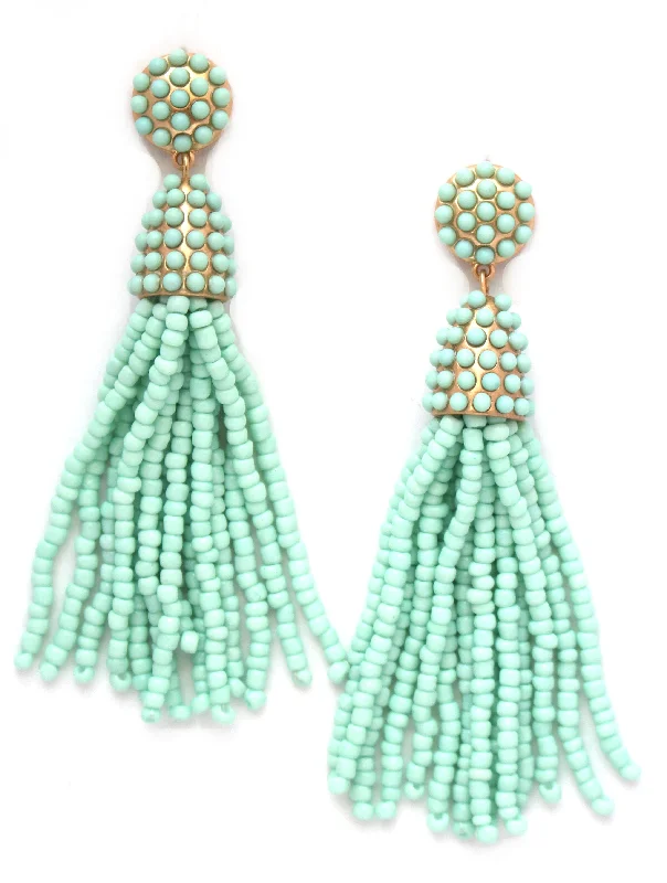 Victoria Joy Tassel Earrings- Mint