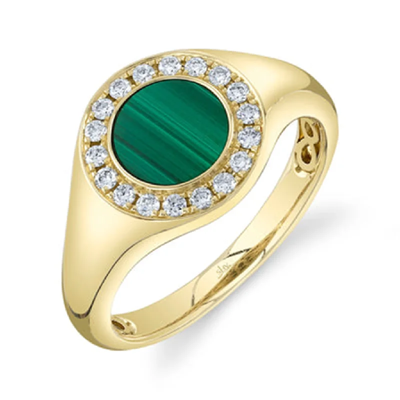 Shy 14Ky Malachite and Diamond Halo Ring