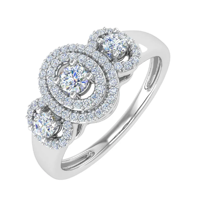 women’s engagement rings with diamonds -1/3 Carat Halo Diamond Engagement Ring in Gold