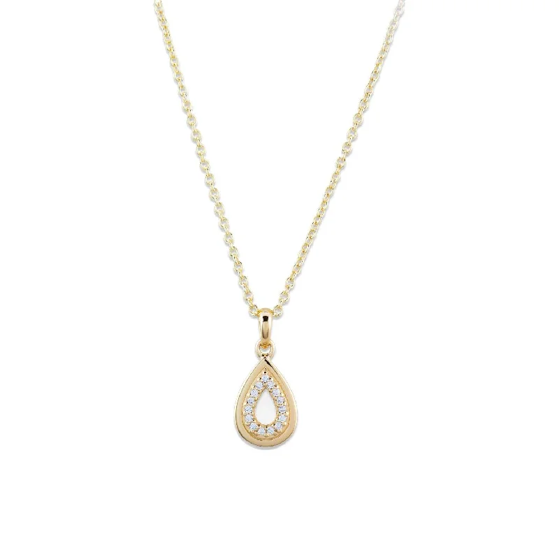 vintage style necklaces for women -Unique & Co Gold Vermeil Cubic Zirconia Teardrop Necklace