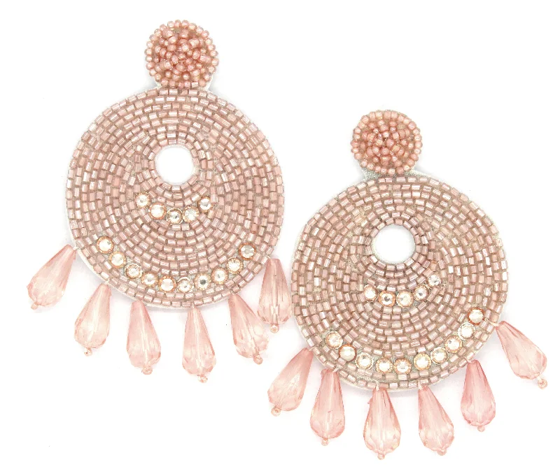 Ingrid Beaded Statement Earrings- Blush