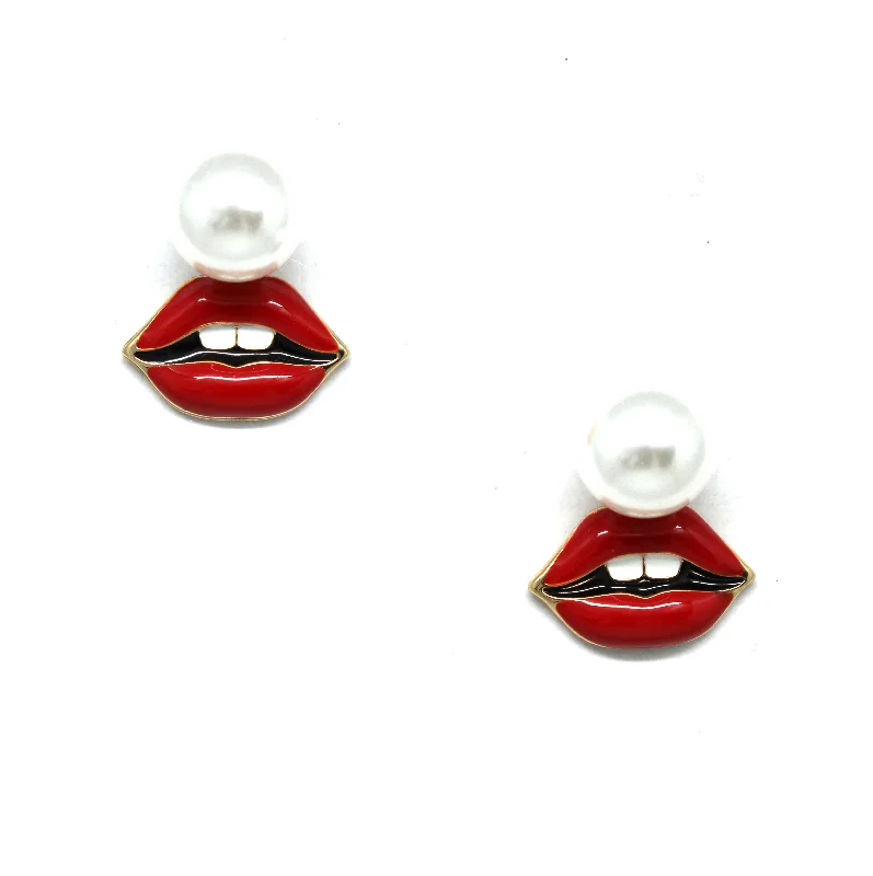 Pucker Lips Ear Jacket Earrings