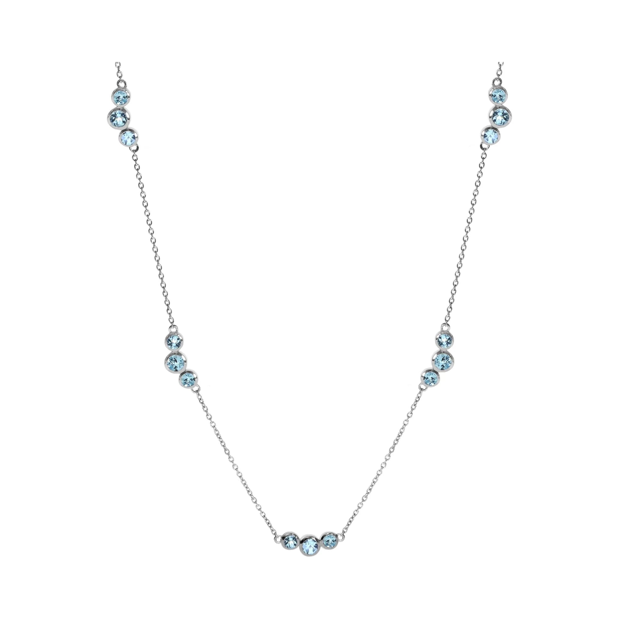 elegant heart-shaped necklaces for women -Sterling Silver Blue Topaz Cluster Necklace