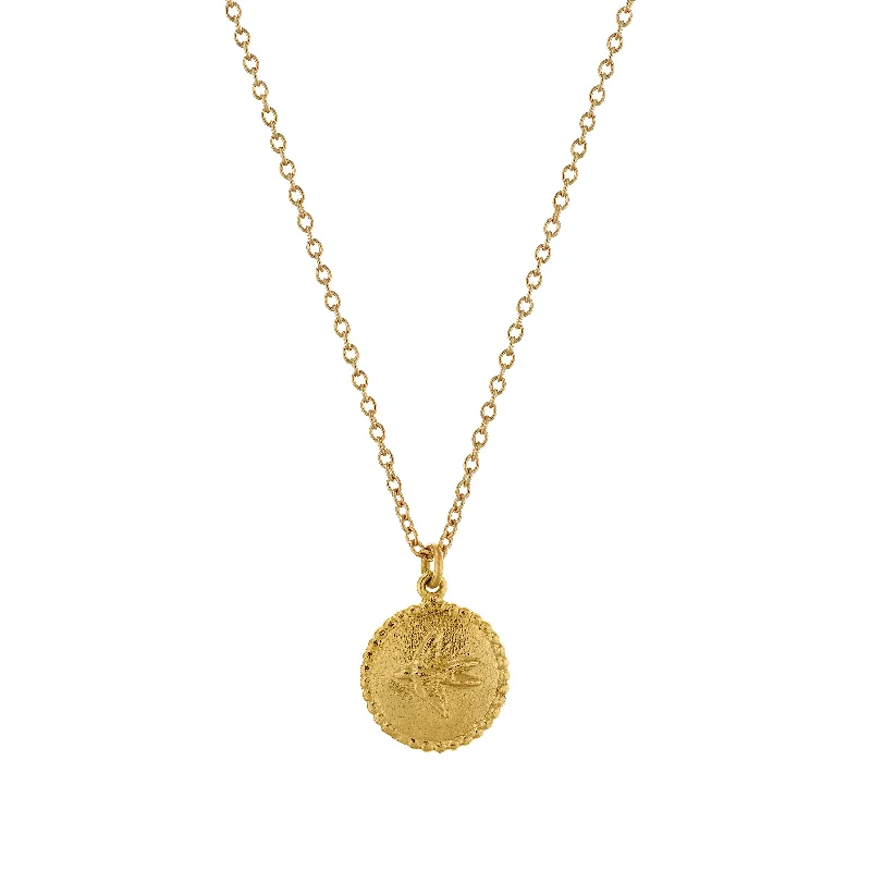 women’s sparkling necklaces -Alex Monroe Gold Small Swallow Disc Necklace